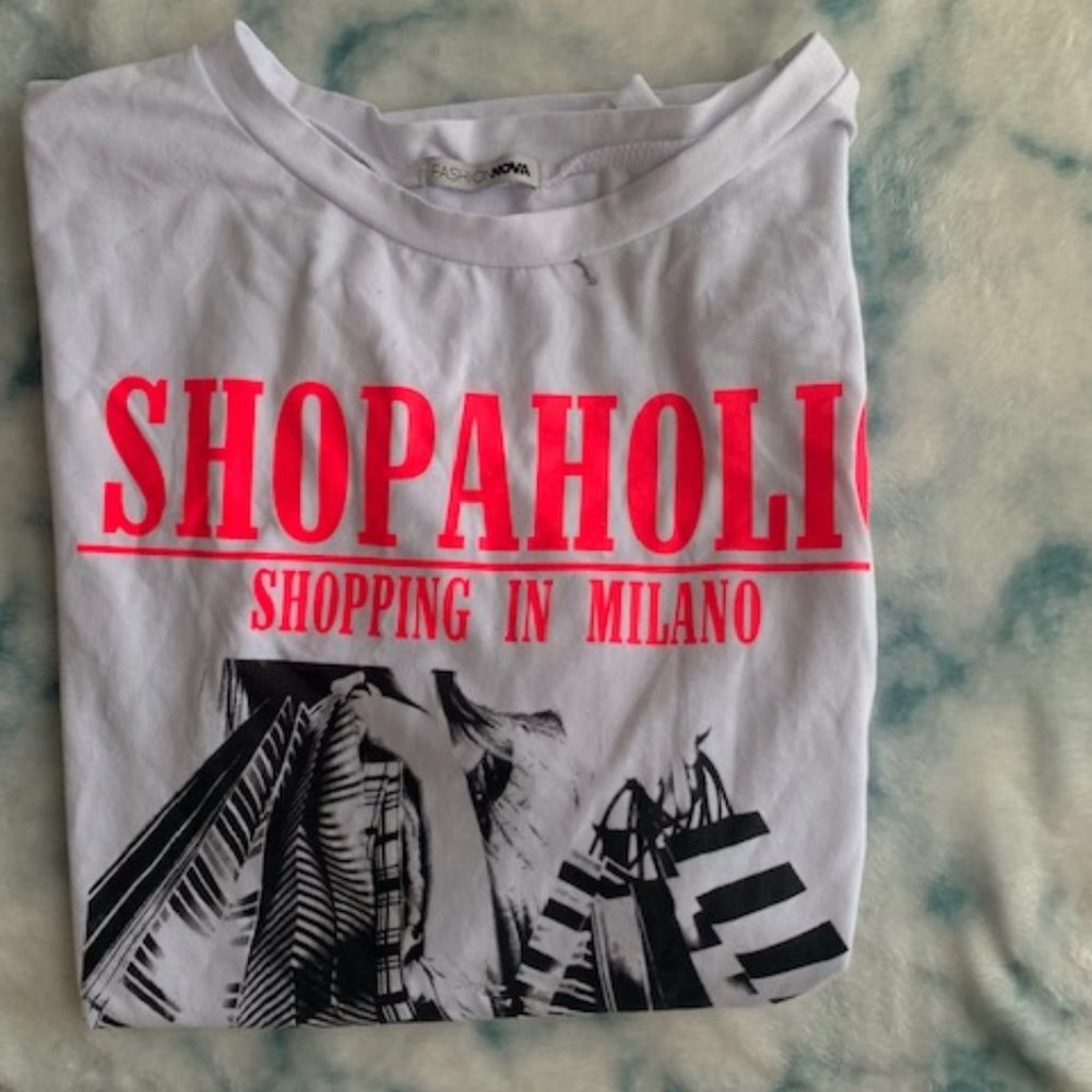 Fashion Nova Shopaholic Long Sleeve T-Shirt